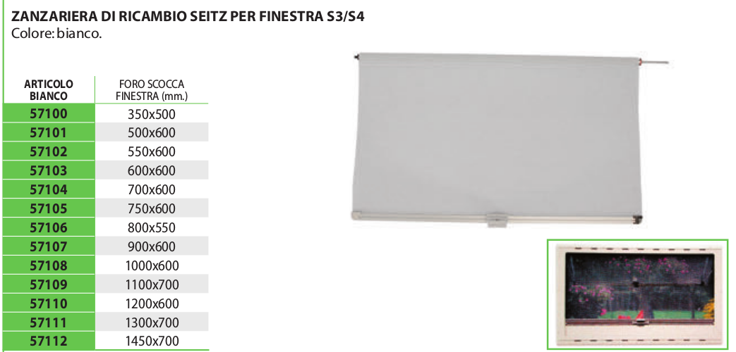 Zanzariera di Ricambio Seitz per Finestra S3/S4 700x600