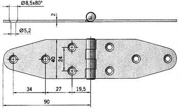 Cerniera in Acciaio Inox Aisi 316 mm.40x180 - Clicca l'immagine per chiudere