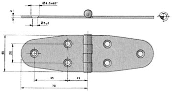 Cerniera in Acciaio Inox Aisi 316 mm.42x138