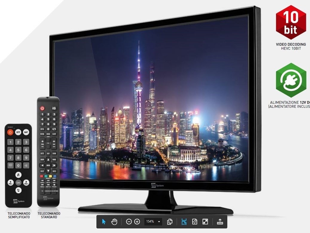 TV TeleSystem HD PALCO 19 LED10 DVB T2/S2 HEVC 10 Bt